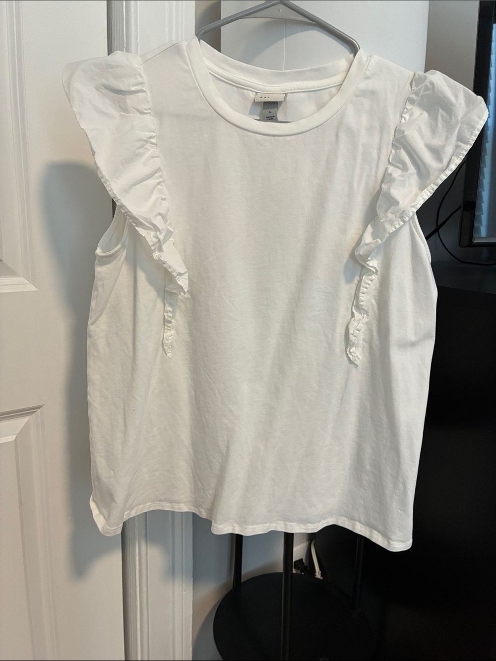 a new day White Crewneck Tee with ruffles